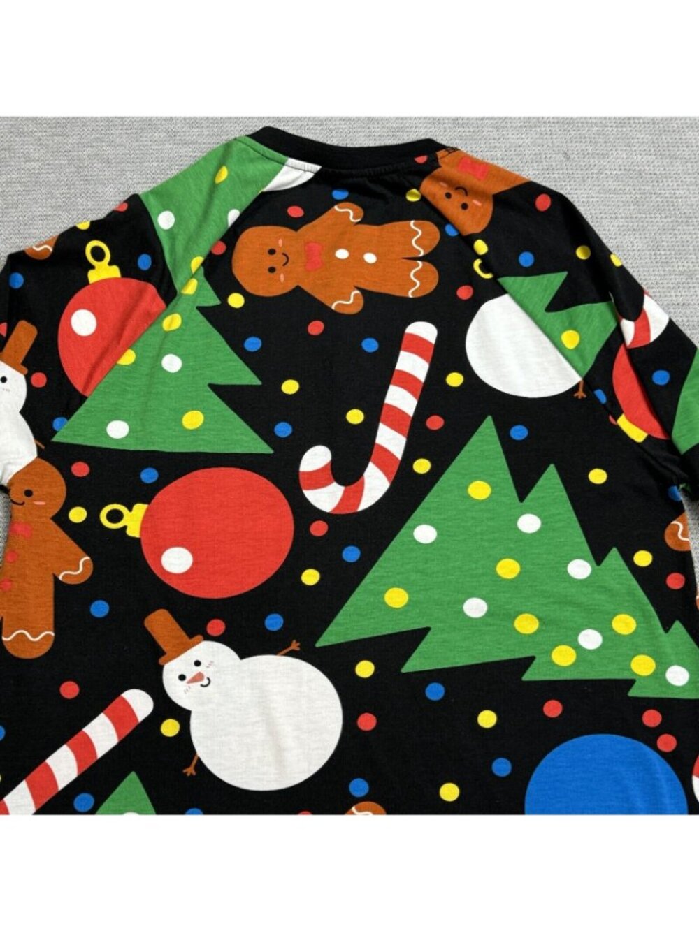 LuLaRoe Tunic Shirt Womens Size XS Black Christmas Theme Long Sleeve Henley Neck - Picture 15 of 16